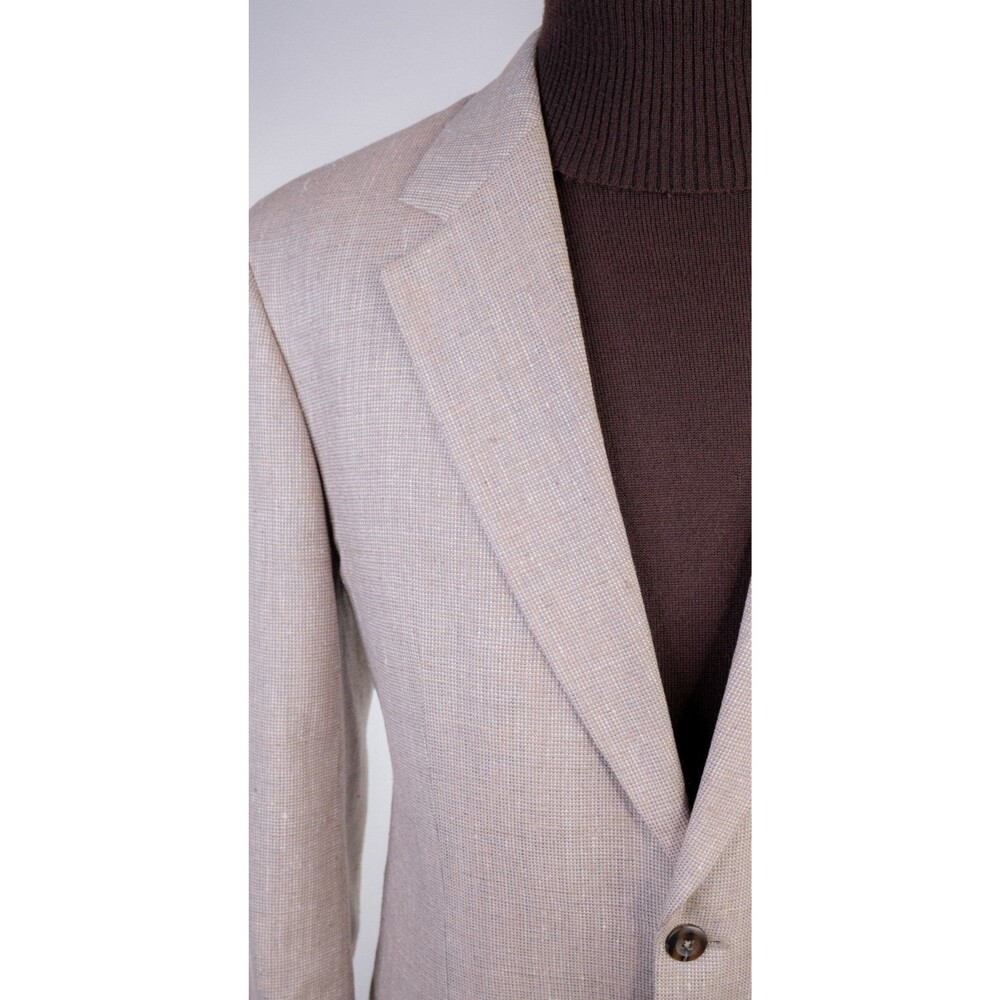 SAVILE ROW Sport Coat Blazer Beige Sz 42L Beige 100% Silk Two Button Jacket - Picture 6 of 15